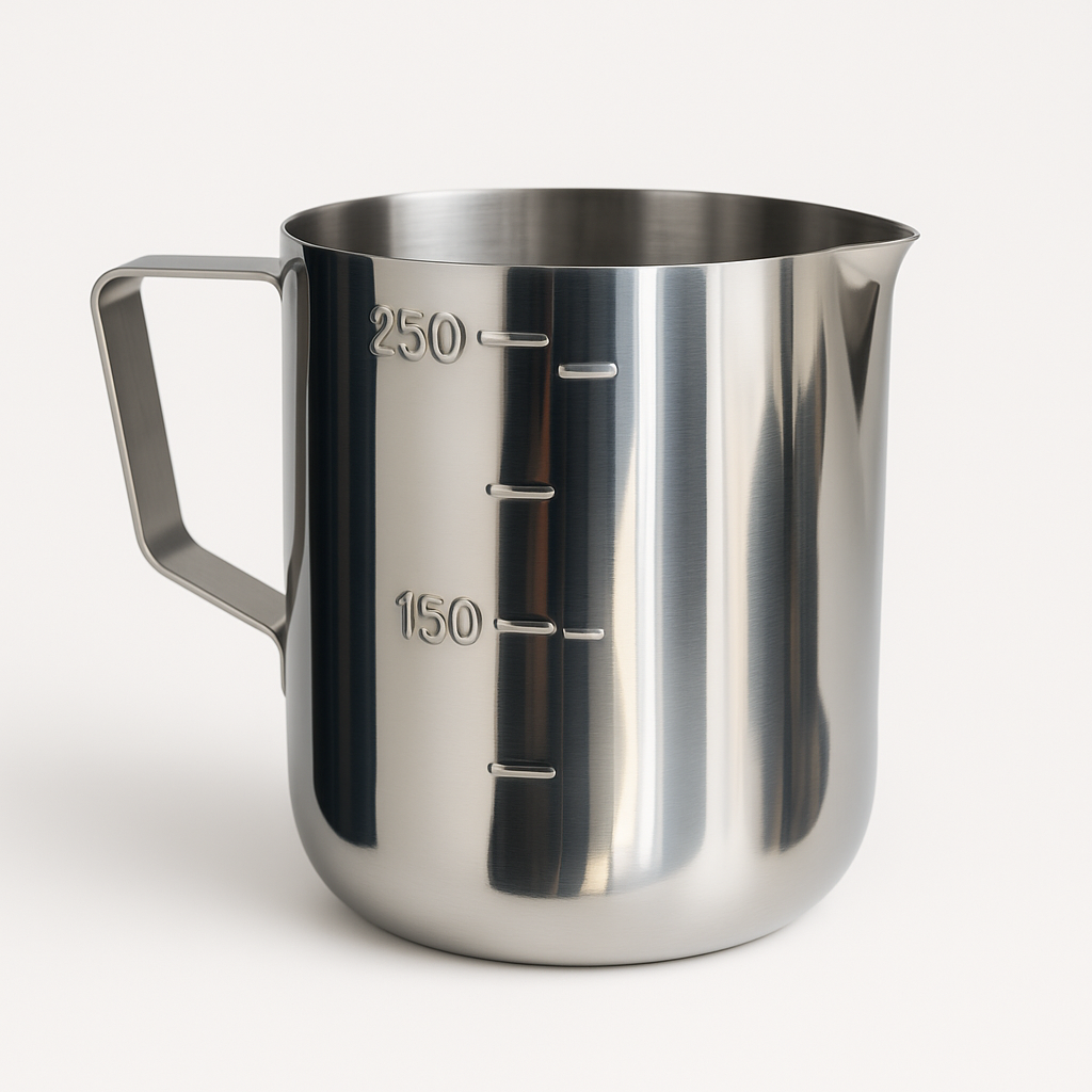 Jarra Japonesa de Acero Inoxidable para Espuma y Café – Profesional